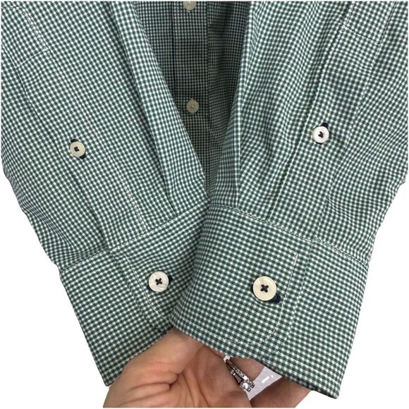 UNTUCKit Long Sleeve Button Down Nylon Shirt XL Checkered Green White Preppy - Picture 4 of 8
